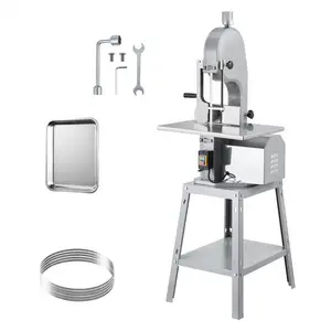 High-Performance 1500W Electric Meat Band Saw - Stainless Steel Bone Saw & Meat Cutter, 19.3"x15" Table, 0.16-7.9" Adjustable Thickness, 5 Blades - Ideal for Butcher Shops, Restaurants, Home Use