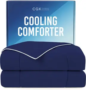Cooling Comforter King/Cal King Size - Cooling Blanket for Hot Sleepers & Night Sweats Soft Cozy Breathable Summer Sleeping Blanket for King/Cal Beds 104x90 Navy