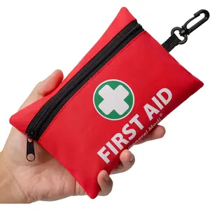Mini First Aid Kit, 110 Piece Small First Aid Kit Includes Emergency Foil Blanket, Scissors for Travel, Home, Office, Vehicle, Camping, Workplace & Outdoor (Red)