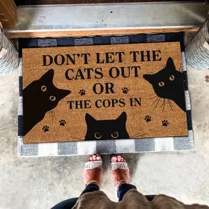 Cat Pattern Welcome Door Mat, Non-slip Floor Mat, Washable Decorative Carpet for Home Living Room Bedroom Kitchen, Home Decor