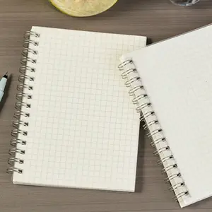 Metal Coil Notebook with Folder, Grid Core, Simple Design, Portable Waterproof, School Office Supplies, Home Life Essential