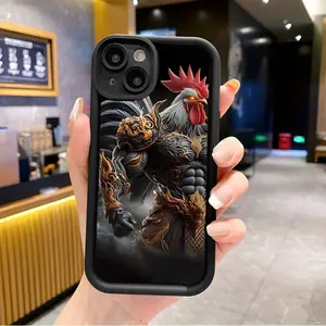 Creative and Interesting Rooster Pattern Design Case for iPhone 16 Pro Max 15 Plus 14 13 12 11 XR XS Shockproof Non Slip Protective Silicone Cover Protector Screen Protector