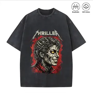 100 Percent Cotton Thriller Style T Shirt With Zombie Michael Jackson Design For Halloween And Autumn Fashionable Street Retro Style # Michael Jackson # Jaafar Jackson # biopic # music legend