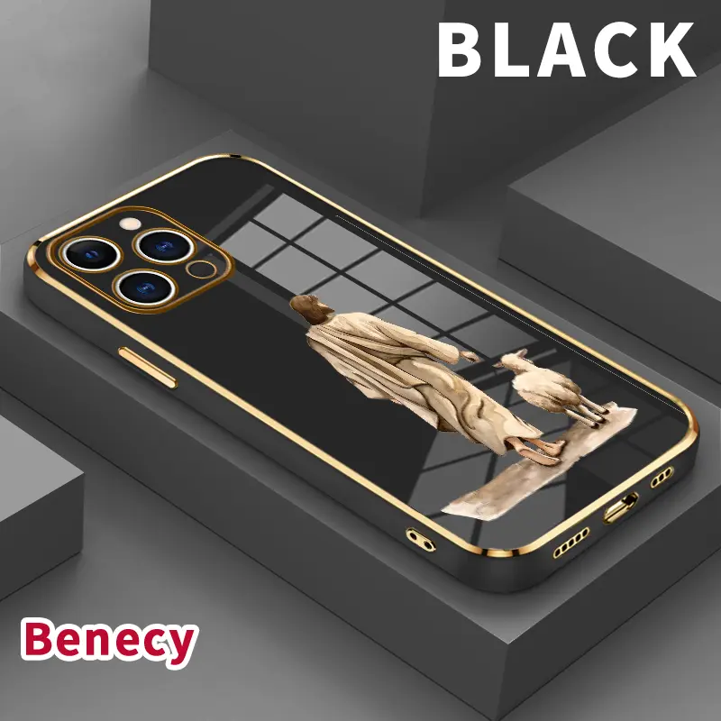 Soft TPU Mobile Phone Case for iPhone 15 Pro Max 16 14 Plus 13 12 11 X XS Max XR Shepherd's Walk Luxury Plating TPU Silicone Glossy Anti-Oil Cover Shell