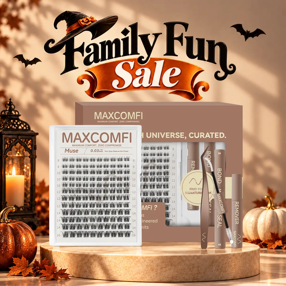 MaxComfi Muse 0.05 mm Lash Cluster Eyelash Extensions - Gentle DIY Eyelash Extensions Kit for Beginners, Waterproof, Thin Band, Super Soft, Long-Lasting Natural Lash Cluster, Daily Voluminous Venus Velure Style Makeup Essential,familyfun