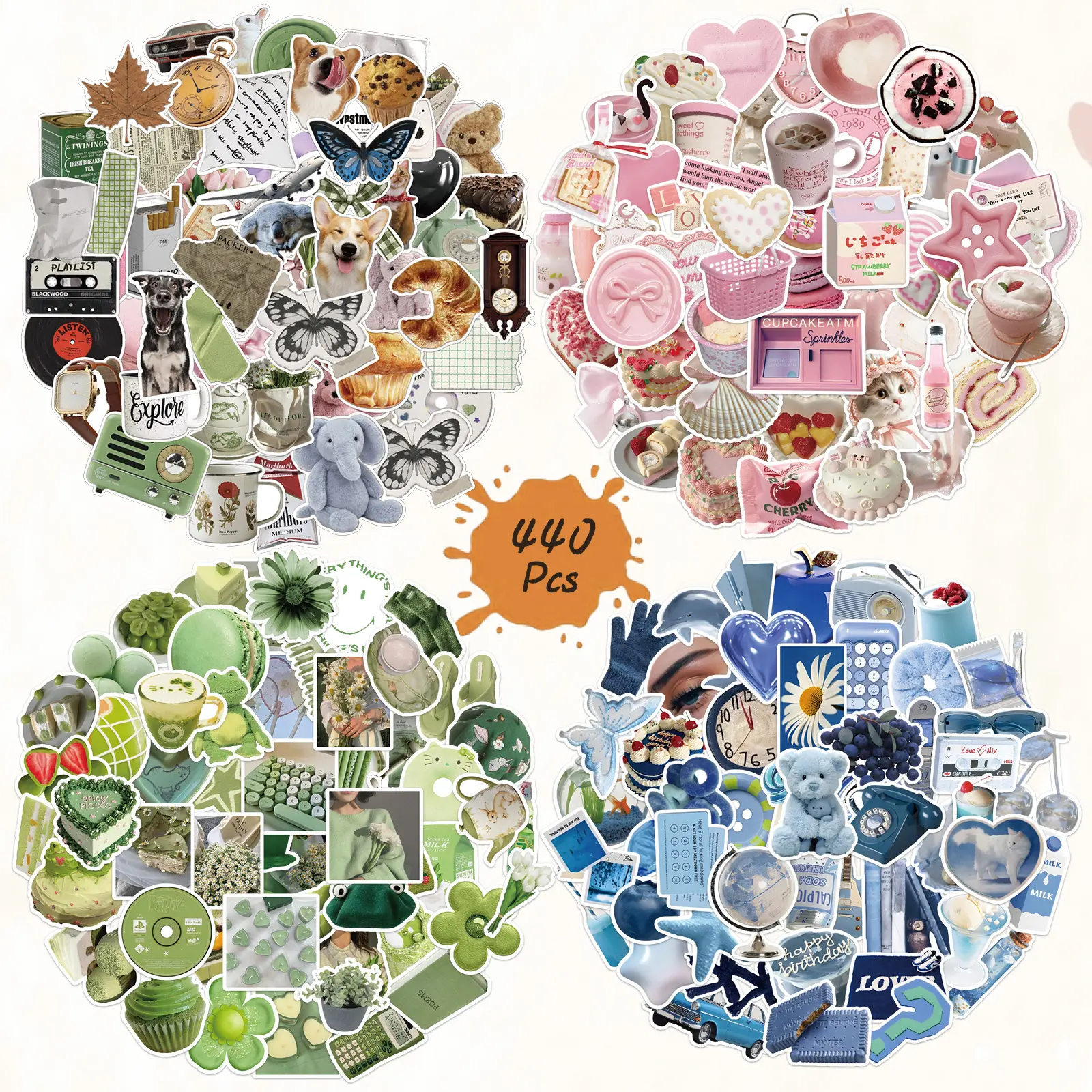 440 PCS Cute Aesthetic Stickers – INS Style Motivational & Vintage Stickers for Journaling, Scrapbooking, Planners, Laptops & Water Bottles,newyearnewme Adhesive Vinyl Decal Art Markers