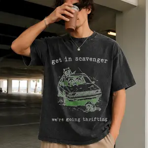 Get in Scavenger Thrifting T-Shirt, Vintage Raccoon Graphic Tee S-5XL Extra Large
