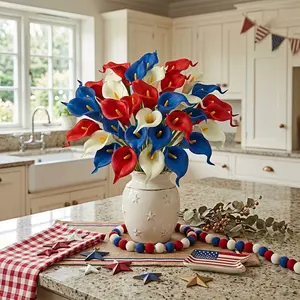 36pcs July 4th Artificial Flowers, Blue Anthurium Bouquet, Home Decor, Party Centerpiece, DIY Floral Arrangement