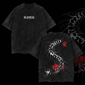 Limited Edition Centipede Kaneki Ken - Tokyo Ghoul Anime Double Printed Oversize Lightweight Acid Washed Graphic Tee, Gift For anime lover SpringStatements