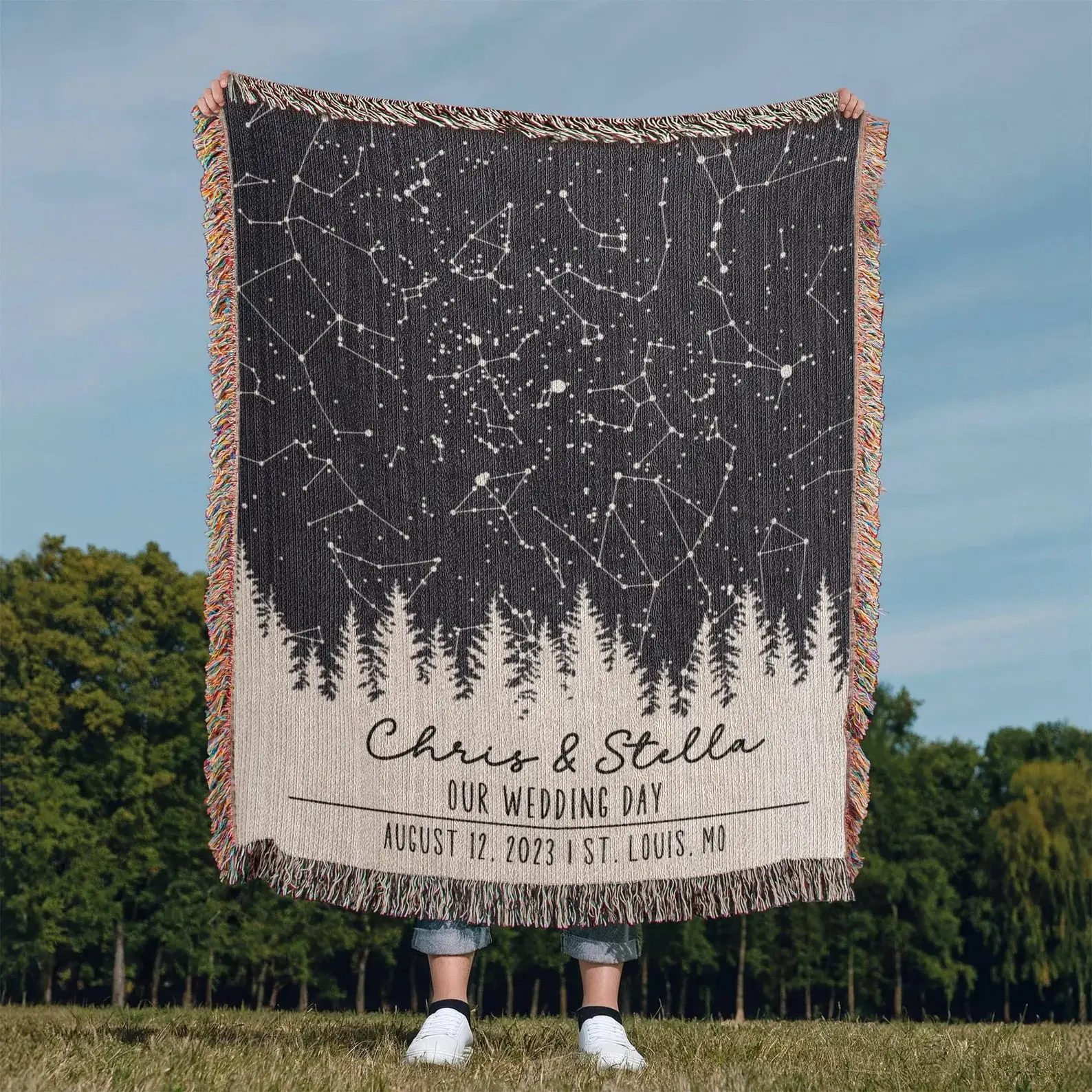 Personalized Star Map by Date Anniversary Blanket, Custom Couples Gift, Wedding Anniversary Blanket Gift, Wedding Blanket Couple Gift Xmas