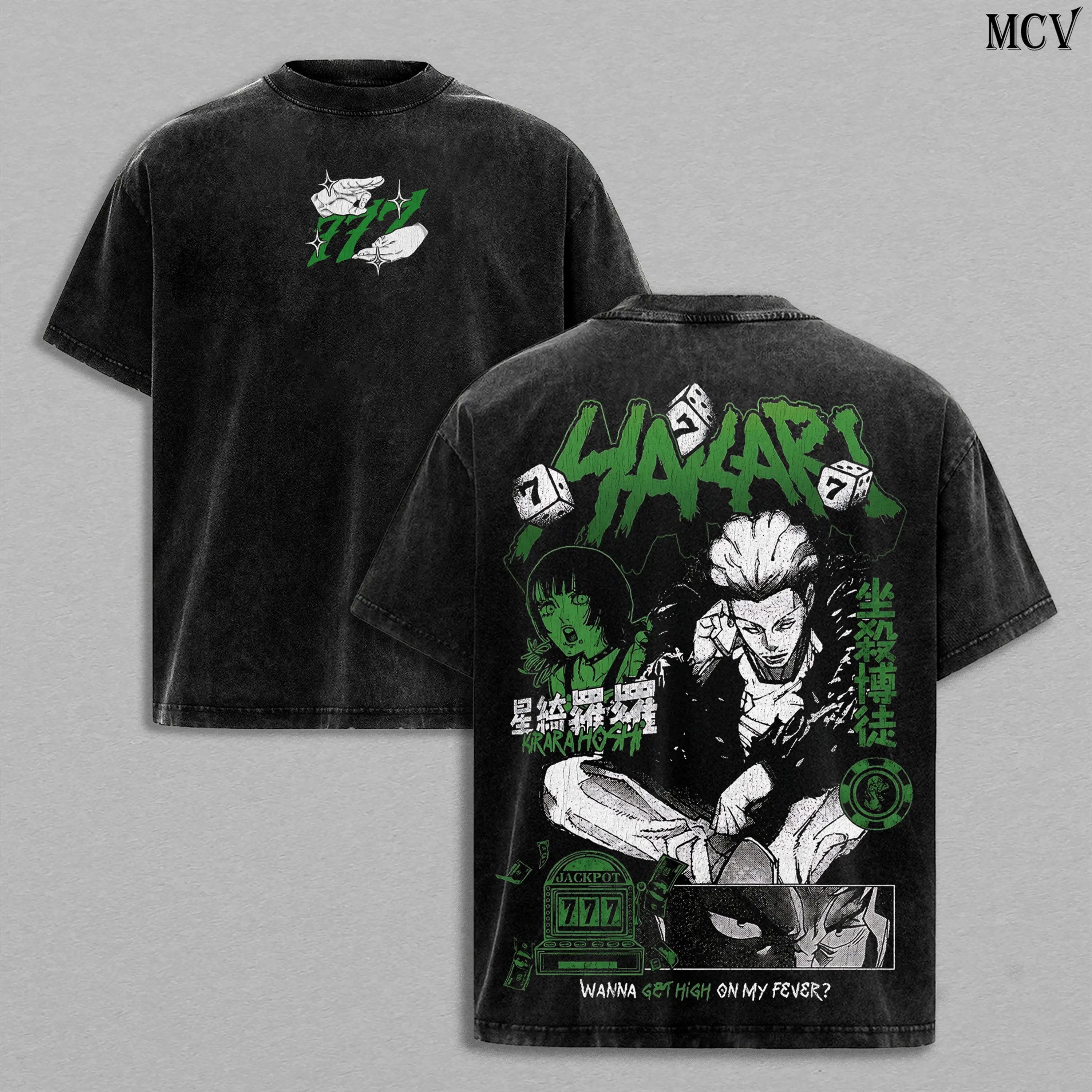 Kinji Hakari Jujutsu Kaisen Anime T-Shirt Vintage Washed Heavyweight Cotton Oversized Graphic Tee JJK Streetwear Y2K Manga Apparel Flat 2D Print Men Women Casual Top TikTok Shop Trending Otaku Clothing Jackpot Manga Restless Gambler High Fever Gift