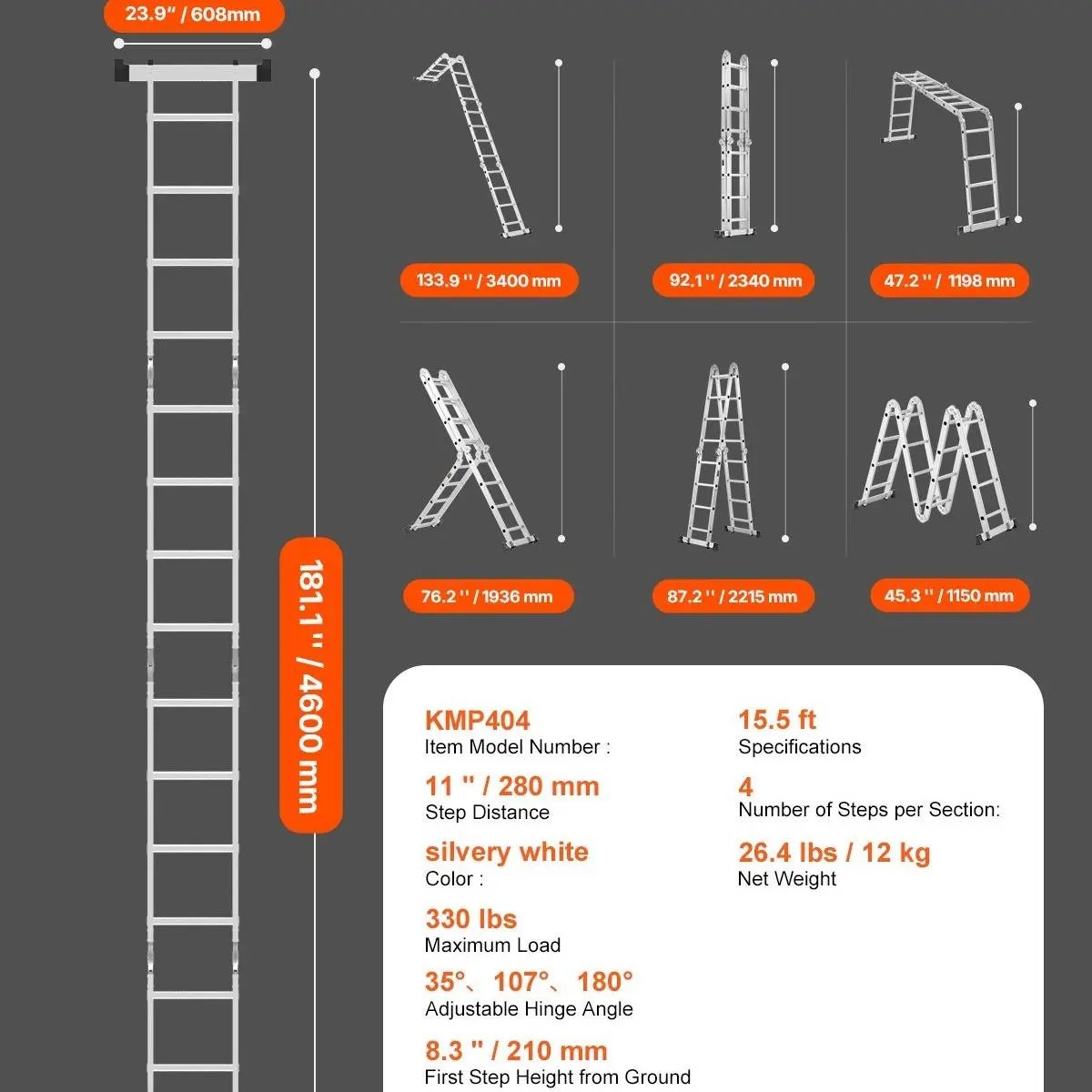 4 Step - 15.5 FT - Silver