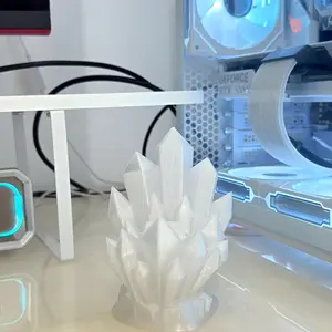 3D Printed Crystal Cluster Sculpture, Geometric Mineral Desktop Decor, Futuristic Controller Stand, Durable Phone Holder, Cool Tech Gaming Gear Decor