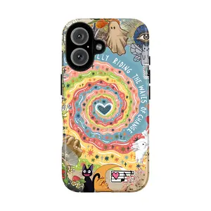 Whimsical Groovy Phone Case – Psychedelic Swirl & Cosmic Phone Cover for iPhone 17 16 15 14 13 12 11 Pro Max X XR XS & SS Galaxy S25 S24 S23 S22 S21 | Vibrant Retro Hippie Art, Aesthetic Rainbow Waves & Stars | Colorful Funky Gift for Her Him Girls Women