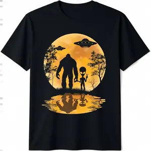 Alien Bigfoot Moon Sasquatch UFO Extraterrestrial Men Women T-Shirt T-Shirt For Men And Women