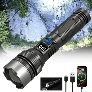【2026 New】2-in-1 Strong Flashlight & Portable Power Bank, Super Bright Zoomable LED Work Light with Digital Display, Waterproof Emergency Flashlight for Camping, Hiking, Searching, Best Gift for Men TiktokShopSpringGlowUp