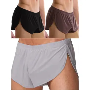 Men's Classic Large Split Sides Boxer Shorts, Sexy Comfortable Boxer Briefs Trunks Style Underpants,  3 Pack MultiColor Underwear Daily Wear Clothes