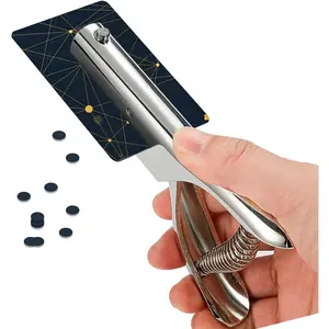 Single Hole Punch 2 Inch Reach Deep Throat Heavy Duty Tab Zinc Alloy  Long 1/4 Inch Hand Held Leather Punch for Scrapbook Paper ID Card PVC Badge Photos