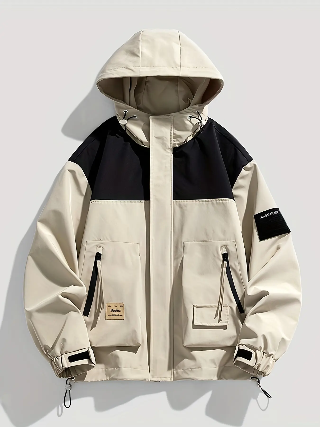 Men’s hooded windproof softshell jacket for spring/autumn, trendy and versatile, loose fit, plus sizes