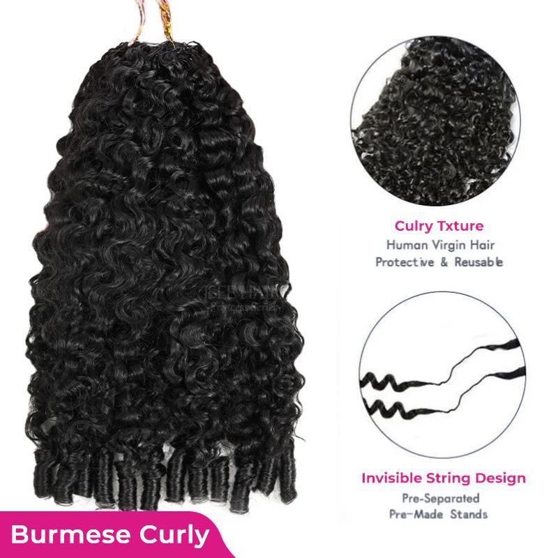 ISEE HAIR Burmese Curly Crochet Braid Hair Extensions Miracle Knots Human Hair Extensions Knotless Pre-Separated 50g/Pack Vacation Hair #Summervibe#ISEECrochetNewArrivals