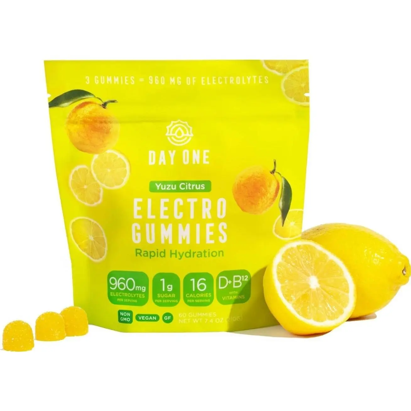 Day One ElectroGummies – Electrolyte Hydration Gummies – Ideal to Boost Hydration & Energy – Running, Workout – Sour Watermelon Flavored – 60 Gummies