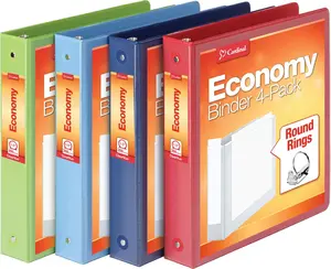Cardinal 3 Ring Binders, round Rings, Holds 350 Sheets, Clearvue Presentation View, Non-Stick, Assorted Colors (79550), 1.5 Inch (Pack of 4) TOPS Products