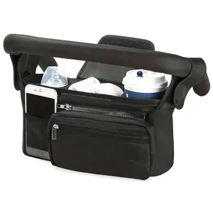 Stroller Hanging Storage Bag, Multi-Functional Diaper Box with Insulated Cup Holder, Large Capacity, Portable Polyester Design