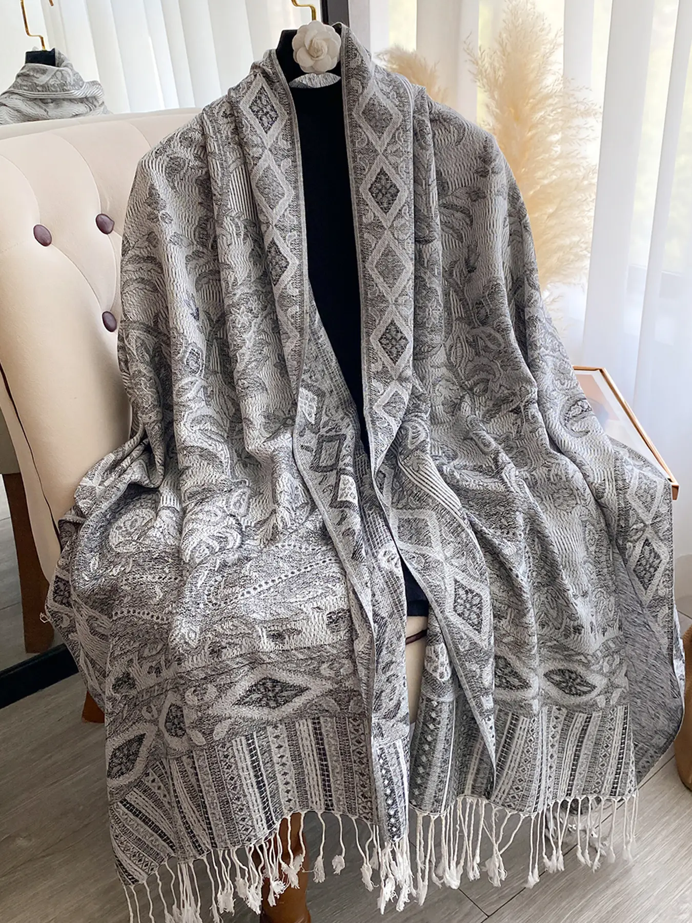 Bohemian Paisley Print Warm Scarf, Casual Soft Fashion Shawl Wrap for Fall & Winter, Modern Fashion Accessory for Daily Wear, Boho Style Scarf