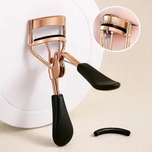 Portable Eyelash Curler with 15 Silicone Pads, Stainless Steel Material, Safe Durable Makeup Tool for Lash Extensions