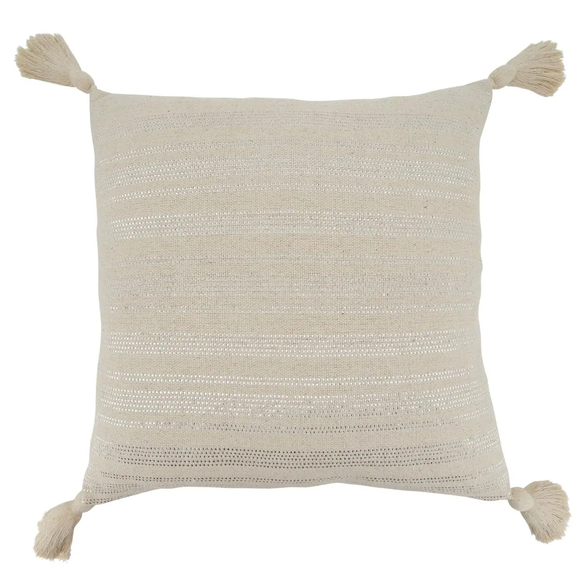 SARO 717.N22SD 22 in. Square Cotton Throw Pillow - Natural Down-Filled, Shimmer Line, Attractive Designs, Machine Washable, Medium Iron Safe