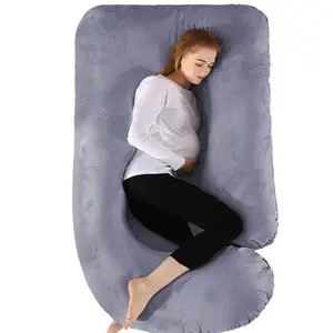 Chilling Home Pregnancy Pillows for Sleeping, J Shaped Full Body Maternity Pillow 58 inch, Pregnant Women Must Haves,Support For Back,legs,Belly, Hips For Pregnant Women,Jersey-Light Grey Postpartum  pregnancy pillow Relax