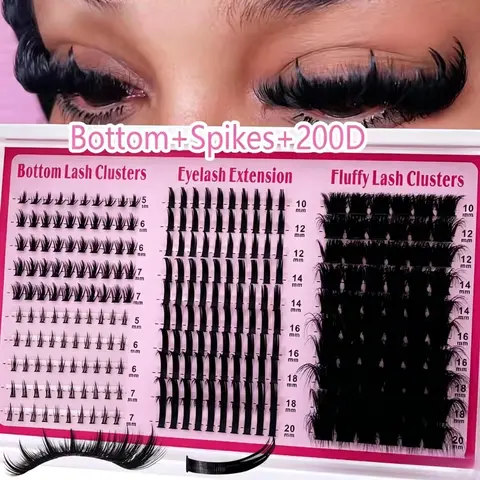 【Black Friday】4-in-1 Lash Clusters, 200D Long 6-20mm Lash Spikes, Reusable Bottom Lash Extensions, DIY Manga Spiky Clusters, Fluffy Cluster Lashes, Fluffy Volume Eyelashes, DIY False Eyelashes, Eyelash Extensions, DIY Makeup Lashes