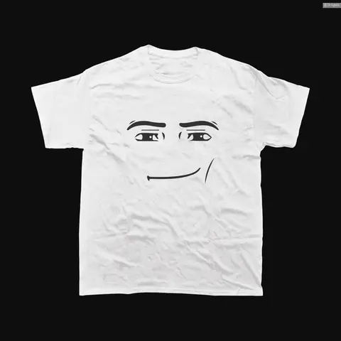 Unisex Adult 100% Pure Cotton Casual T-Shirt - Short-Sleeve, Round Neck, Roblox Man Face Meme Funny Top, Vintage Collection Gamer Gift, Machine Washable