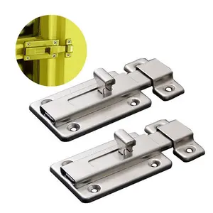 Door Bolts, 2 Pieces Stainless Steel Latch Sliding Door Lock, Surface Mounted Slide Bolt for All Types of Internal Doors