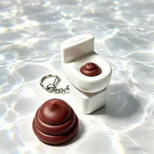 Toilet Button Keychain with 4 Sounds & Light Fidget Toy/Charm