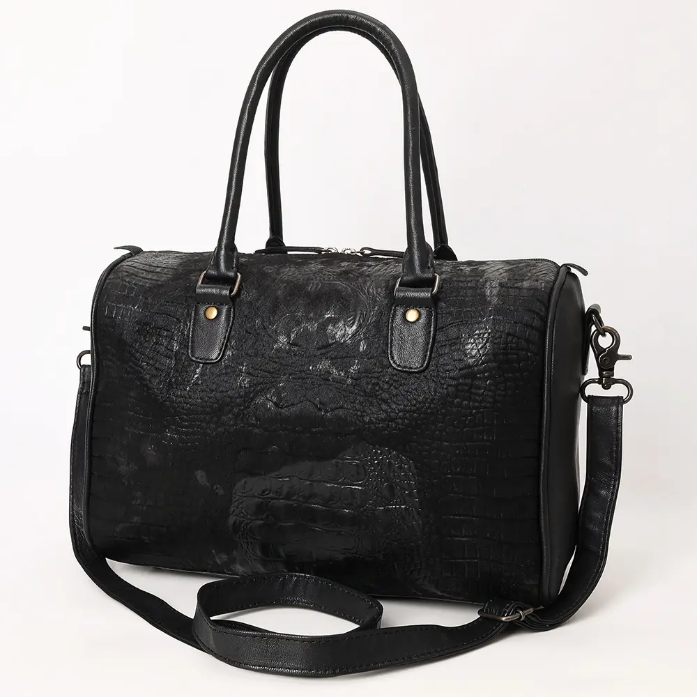American Darling Western Leather Crocodile Embossed Speedy Bag | Premium Genuine Leather Travel Duffel Bag