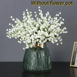 Eternal Spring Faux Lily of the Valley Bouquet Set 20 Pcs, Lifelike Bell Flowers with Greenery, UV Resistant for Weddings Parties Decor