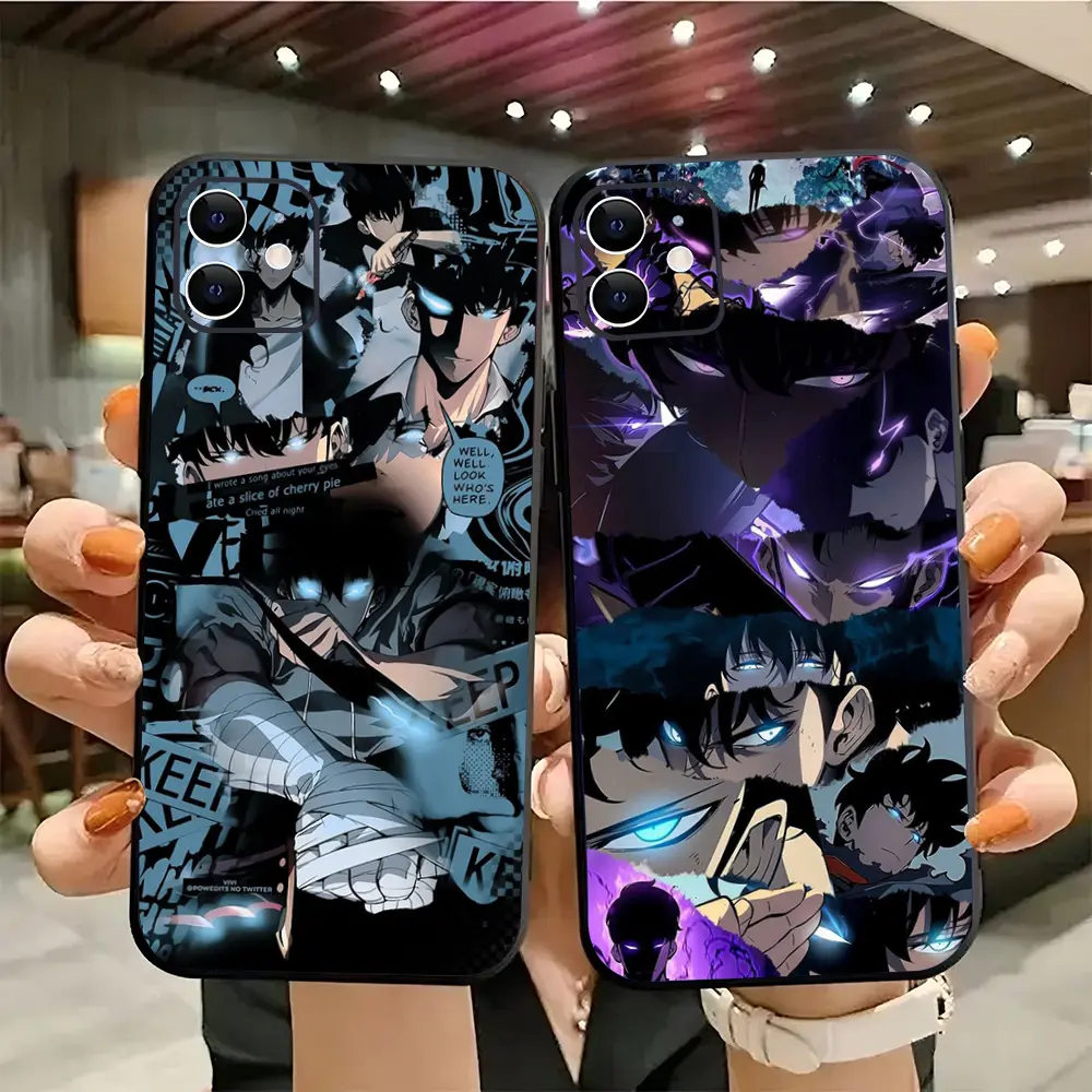 Anime Solo Leveling Phone Case Silicone Soft For IPhone 16 15 14 13 12 11 Plus Pro Max Plus