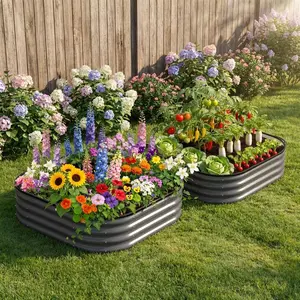 Raised Garden Bed – 3*3*1FT Thick Galvanized Planter Box with Anti-Rust Coating, Safe Round Corner Design, Open Bottom for Vegetables, Flowers, Herbs, and Fruits – Easy Tool-Free Assembly