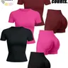 Women's Summer Sport Set, Athleisure Set, Summer Fitness Outfit, Short Sleeve and Shorts, Comfortable Breathable, High Waist Peach Butt, Multicolor, Yoga Fitness Daily Wear, Athleisure Workout Set, Sportswear Set