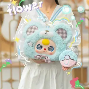 BABythree Fairy Tale World Hanging Card Adorable Blue Plush Bear with Yellow Nose and Star Accents for Kids