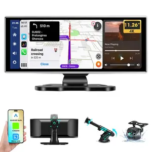 11.26 Inch Portable Wireless Car Screen, Car Stereo with 4K Dash Cam & 1080P Backup Camera, Car Electronics, Car Audio Receiver with GPS Navigation & Voice Control