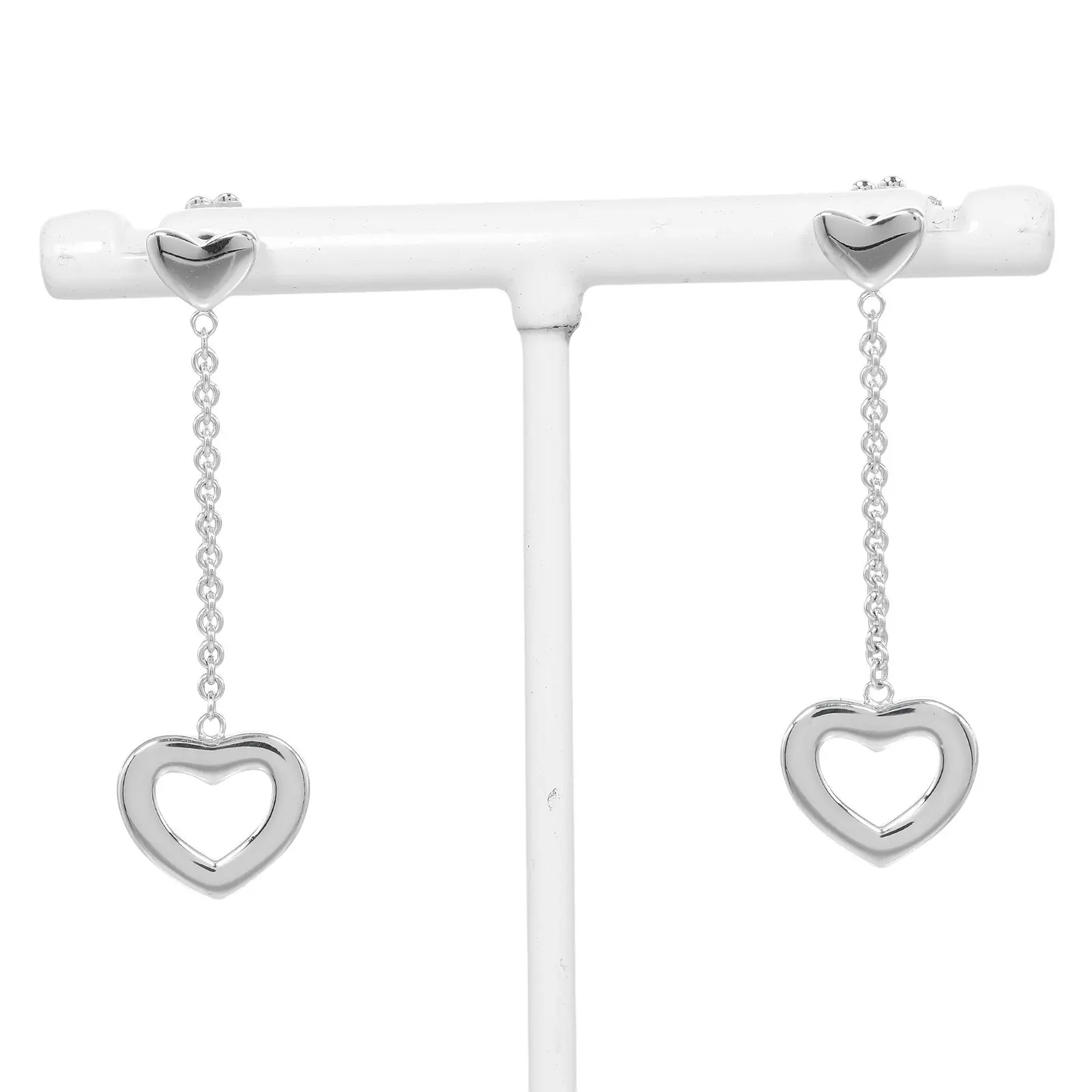Pre-owned Tiffany & Co. Sterling Silver 925 (Ag925) Small Leather Goods Tiffany Heart Link Drop Silver 925 Earrings
