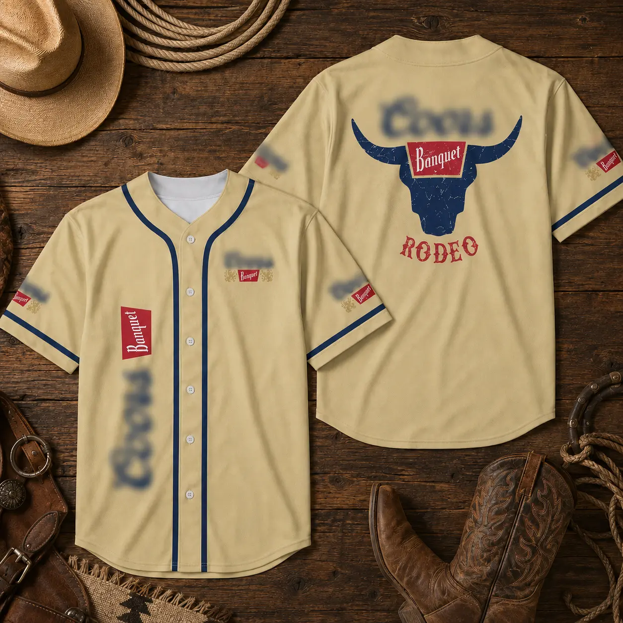 Western Local Theme Baseball Jersey, Cowboy Bull Skull Button Up Shirt, Vintage Ranch Style Unisex Sports Top