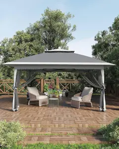 【GARVEE】12x12FT Canopy Tent, Pop Up Gazebo With Mosquito Netting, Shade Canopy, Instant Patio Gazebo Tent With Mesh Netting and Strong Steel Frame for Patio Backyard Garden Wedding Party