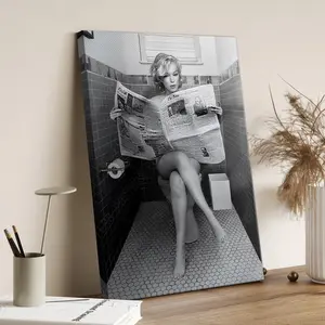 Marilyn Monroe Sitting on Toilet Framed Poster Print  Funny Bathroom Wall Art  Vintage  Premium Quality Print, Poster Print