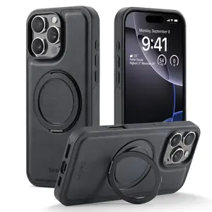 The magnetic card holder is suitable for iPhone 15/14/13/12 Pro Plus Promax and can be attached to a car mount. It features a synthetic leather phone case, is specifically designed for Apple devices, and includes two high - resolution tempered glass scree