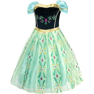 L-B042   Green Girls Cosplay Dance Dress Princess Costume