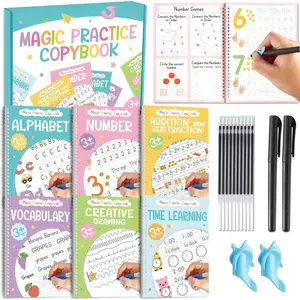 6 Pack Magic Grooved Writing Practice Books with Disappearing Ink Pens  Magical Handwriting Workbooks for  Calligraphy Practice Books for    Ages 3-8