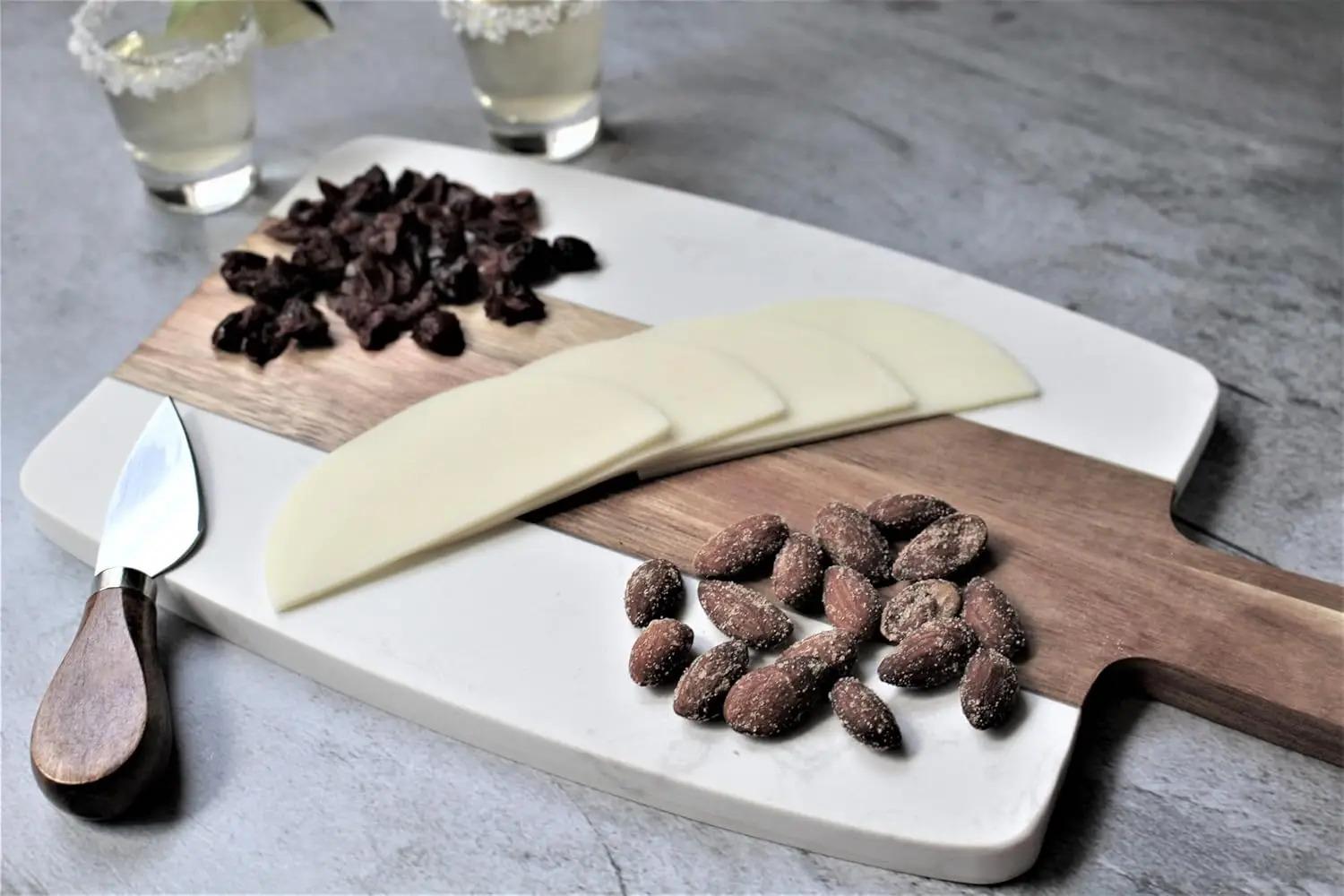 Pack of 10 Marble and Wood Cutting Board Acacia Wooden Marble Serving Tray with Handle Charcuterie Chopping Board for Kitchen